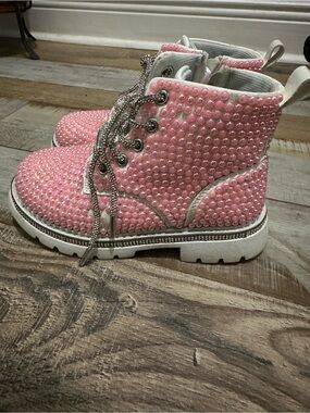 Pink sparkle Lug Sole Boots - Chunky Tread